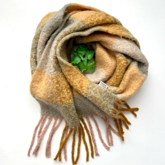 Madewell Blanket Scarf Plaid Super Soft Brushed Frosted Sage Camel Blue Pink - Picture 1 of 12